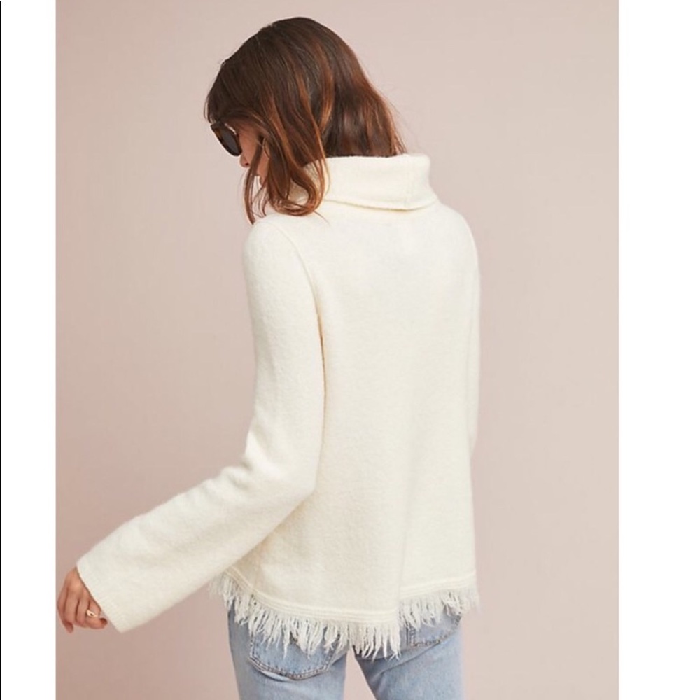 Anthropologie Akemi+Kin Aruna Fringe Cowl neck Sweater M - Picture 4 of 8
